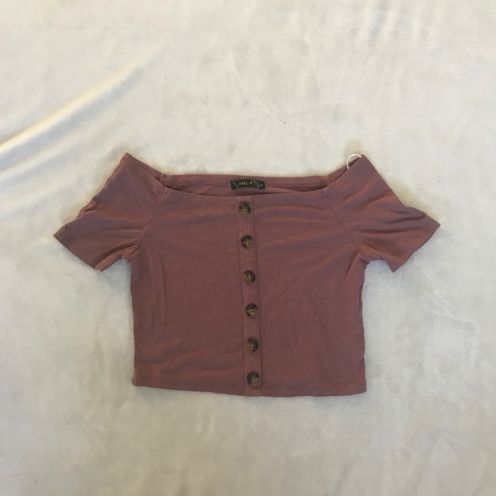 Mauve Off Shoulder Crop Top